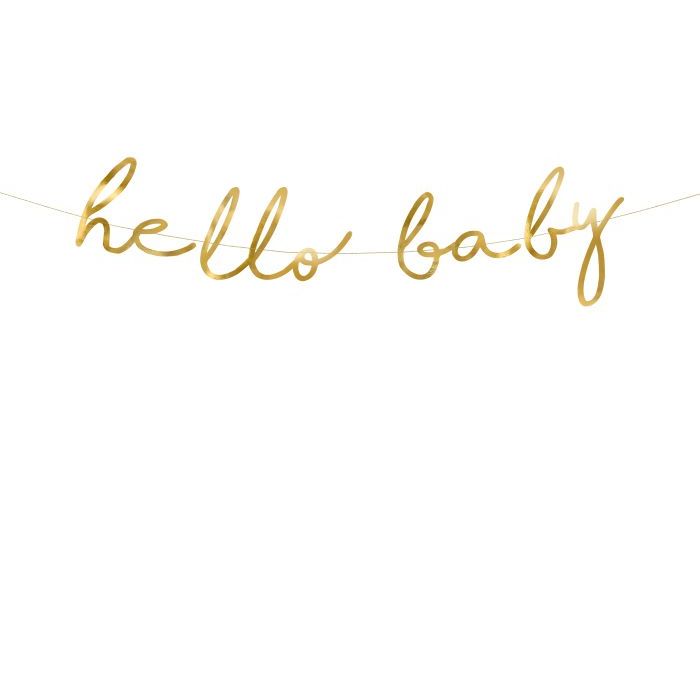 Hello Baby girlang med guldskrift - 70x18 cm