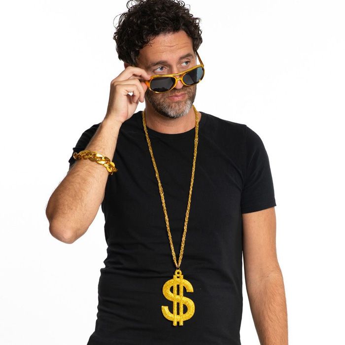 Gangster-set i guld inklusive 3 delar