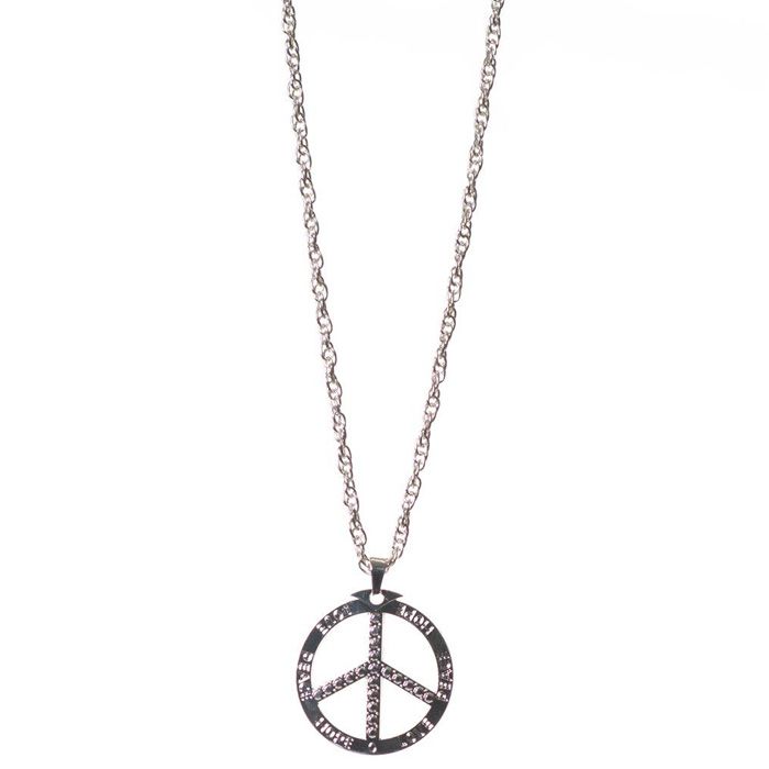 Silver hippie peace-halsband