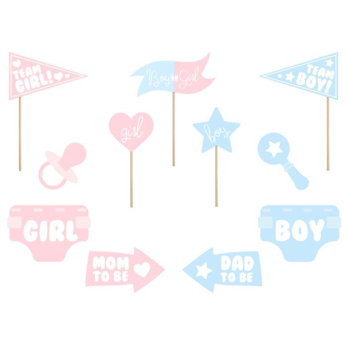 Gender reveal photo booth rekvisita 11x