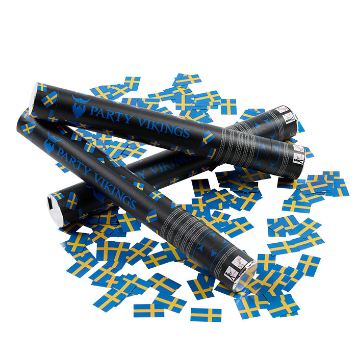 Sverige konfettirör 40 cm PartyVikings Rektangulär konfetti 