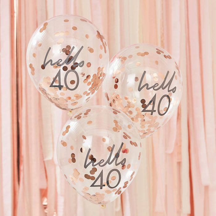 Hello 40 rose gold födelsedagsballonger 5x 