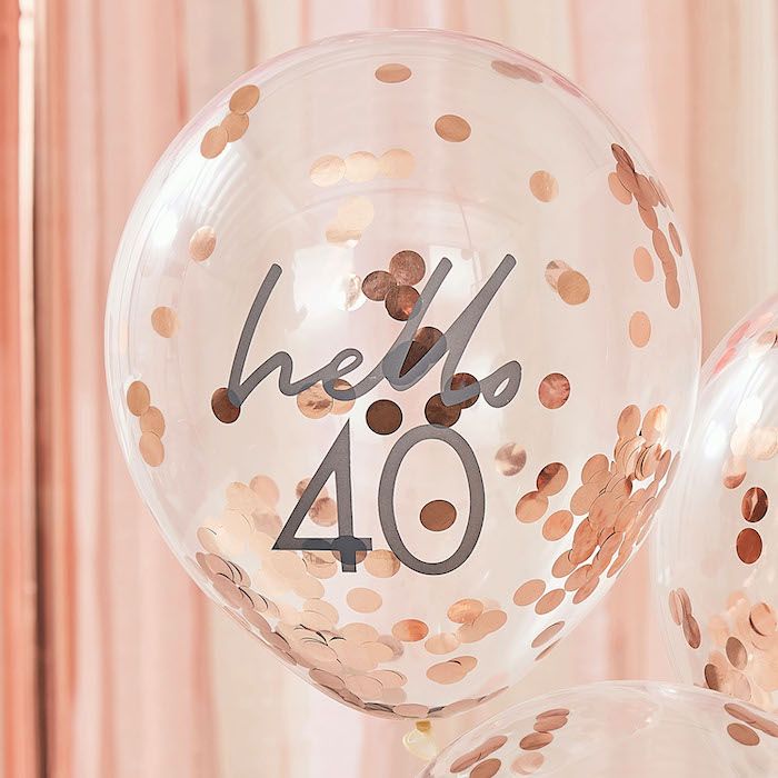 Hello 40 rose gold födelsedagsballonger 5x 