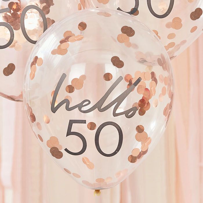 Hello 50 rose gold födelsedagsballonger 5x
