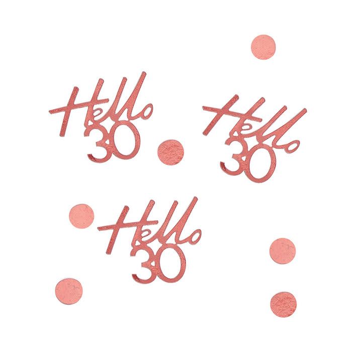 "Hello 30" Rosegold Konfetti