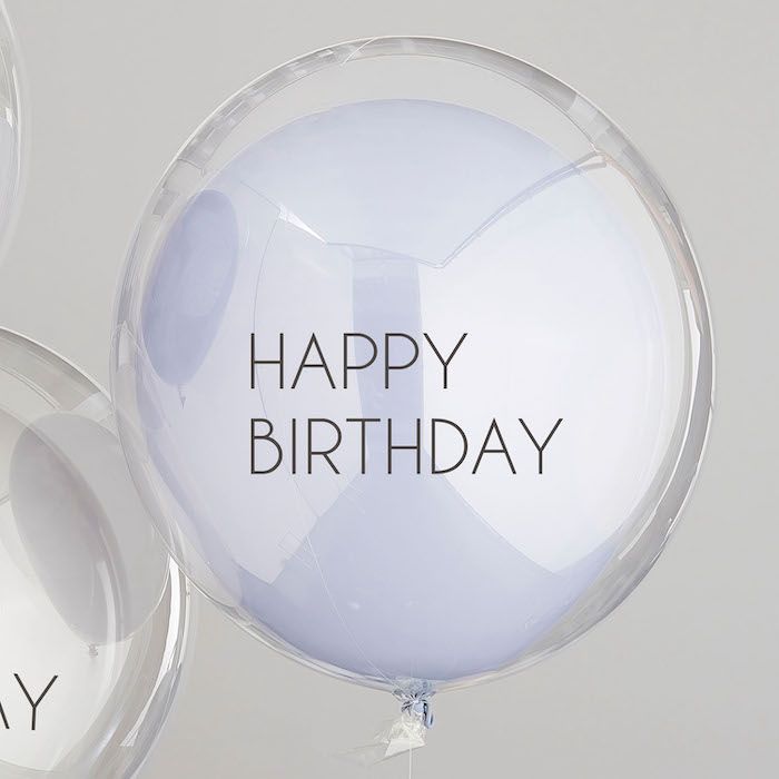 Dubbla lager Happy Birthday Ballonger Blå 3 st. - 45 cm