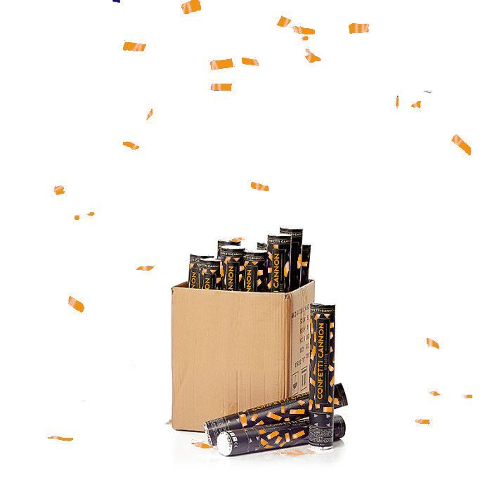 Orange konfettirør 40 cm PartyVikings 50x - Metallic Rektangulær