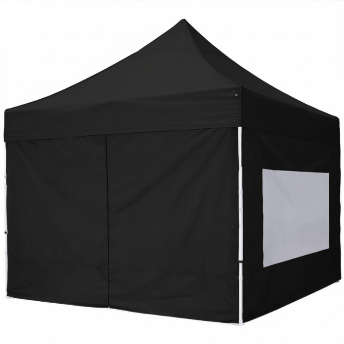 Sidevæg med dør til pavillon 3x3 m sort 