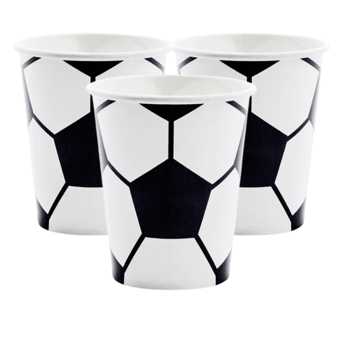 Pappmuggar med fotbollsmotiv 6x - 260 ml