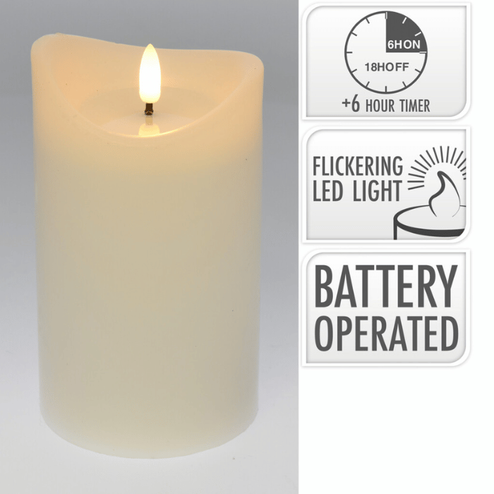 LED bloklys hvid - 9x9x15 cm