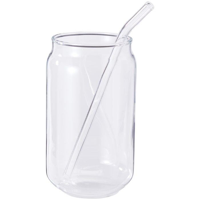 Glas med glas sugerør 500 ml 2x