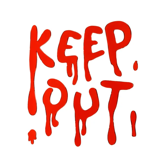 Blodig "Keep out" klistermærke - 20x20 cm