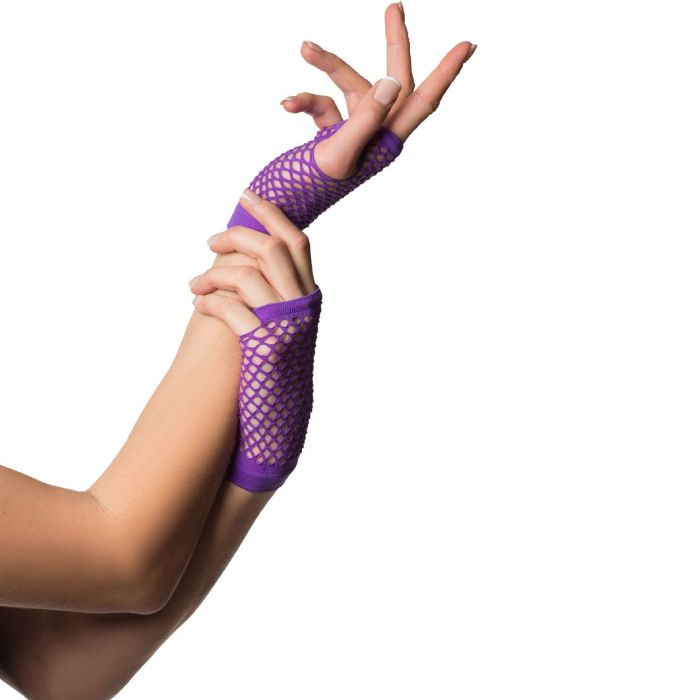 korte fingerløse nethandsker one-size til kvinder lilla