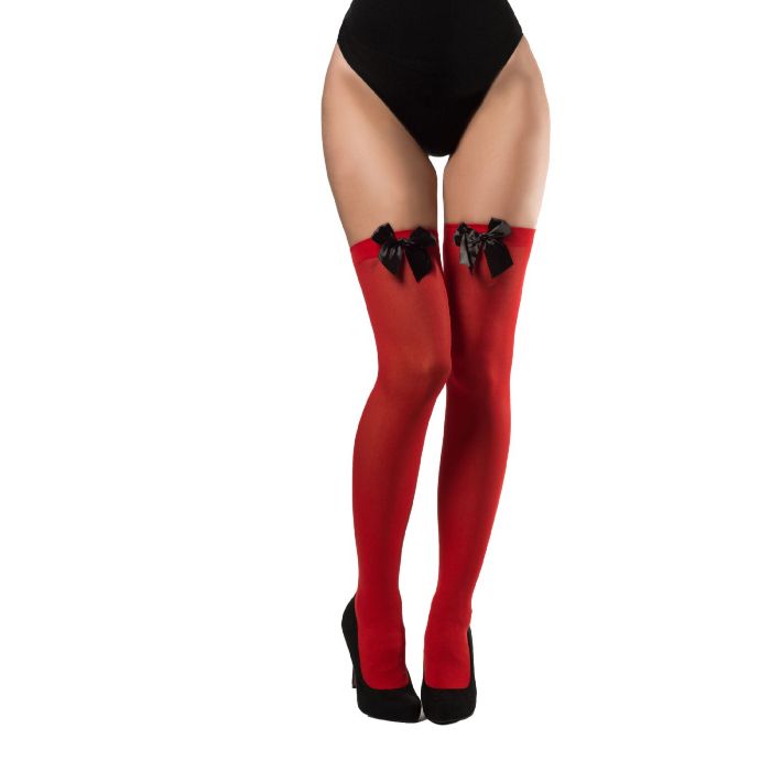 Strumpor med rosett röd och svart one-size för kvinnor