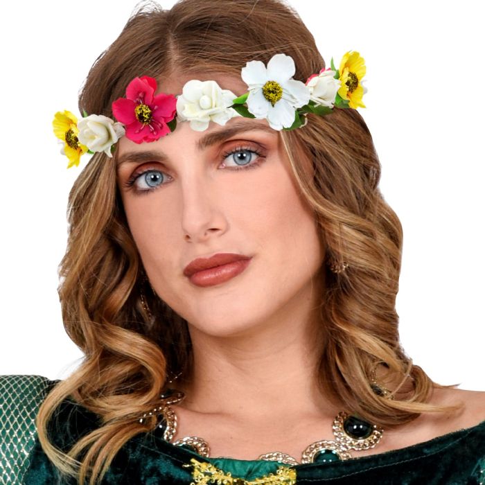 Blomster diadem med gult band