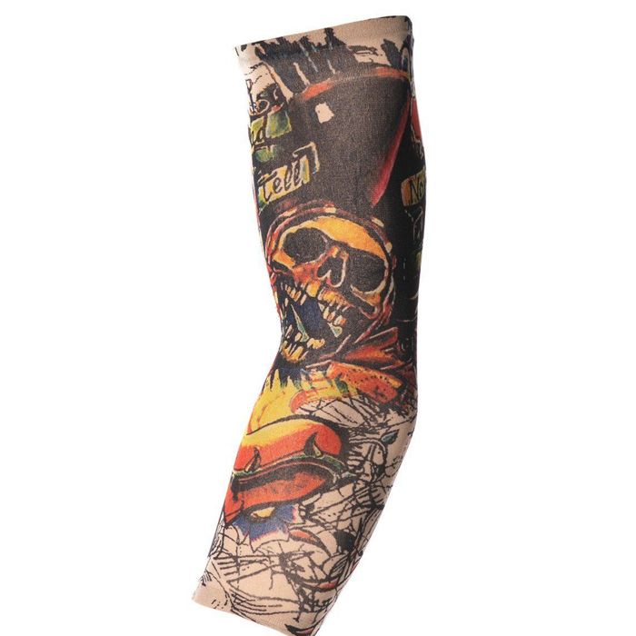 Flerfärgad dödskalle-tattooärm