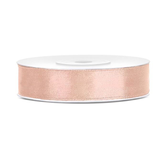 Ljus persikofärgat satinband - 12 mm x 25 m