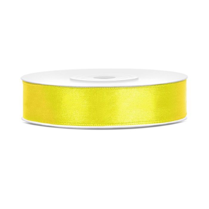 Gult satinband - 12 mm x 25 m