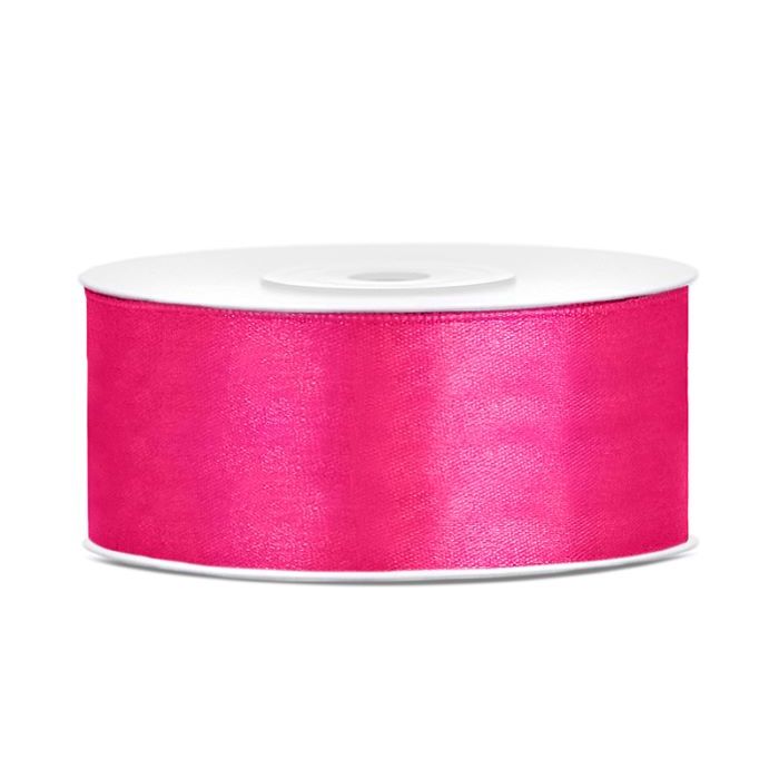 Mörk rosa satinband - 25 mm x 25 m