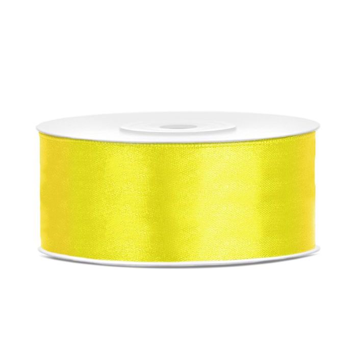 Gult satinband - 25 mm x 25 m