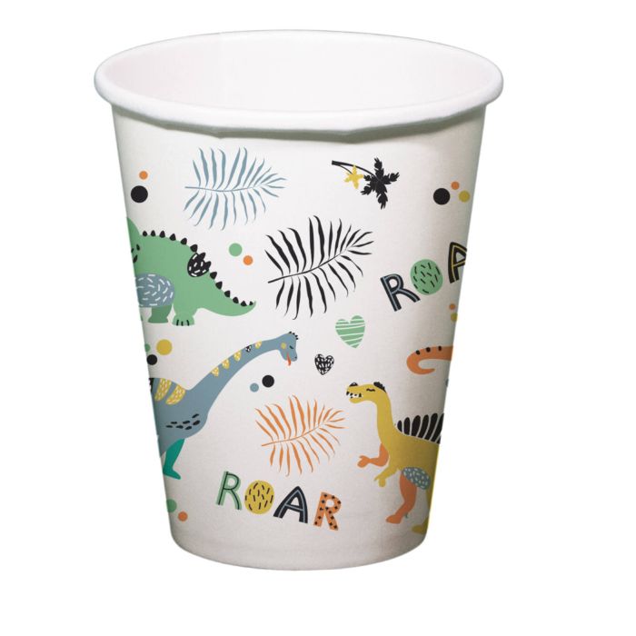 Pappersmuggar med dinosaurmotiv 6x - 250 ml