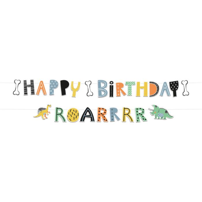 Dinosaur girlander happy birthday 2x - 14x150 cm
