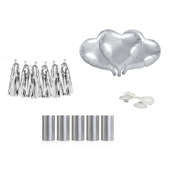 Bil Dekoration I Silver - 10 Delar