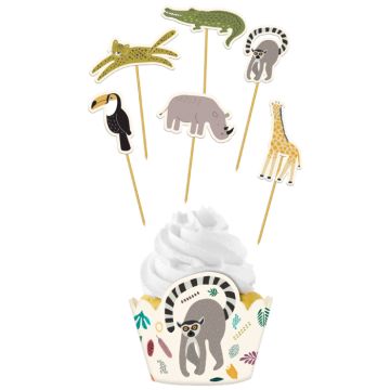 Cupcake dekoreringsset med zoo motiv 6x 