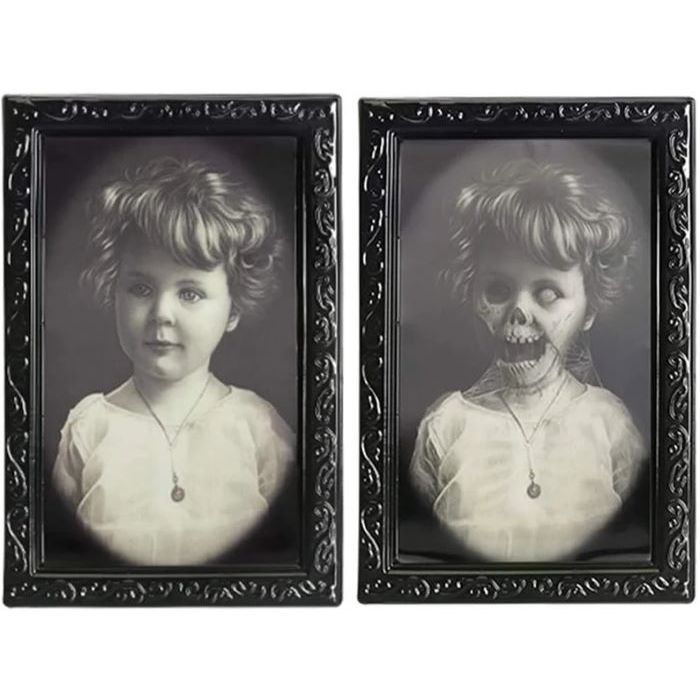 Skrämmande 3D halloween porträtt med skiftande bild 38x25 cm - Babypojke porträtt