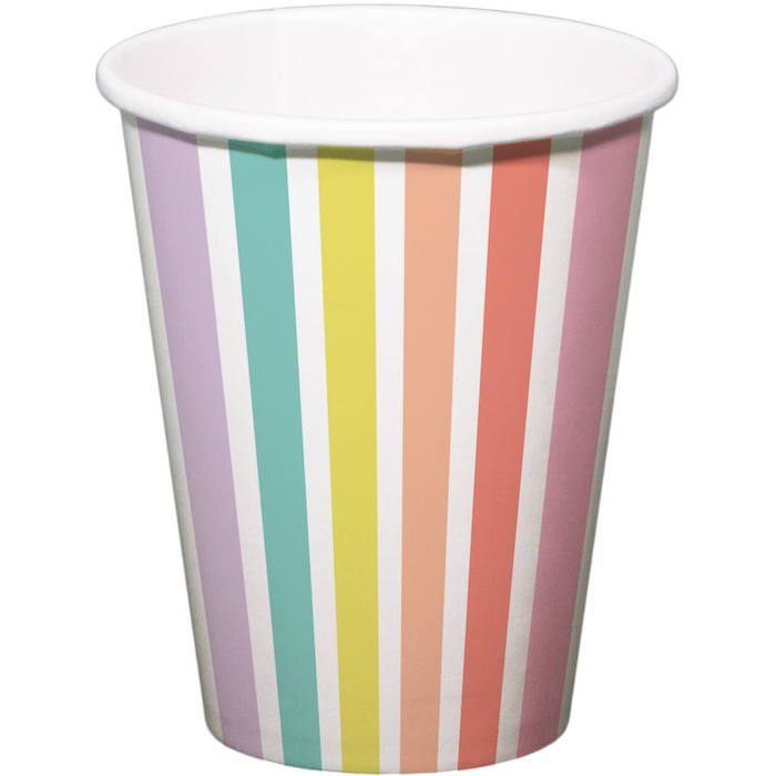 Papptallrikar Med Pastellfärgade Ränder 6x - 250 ml