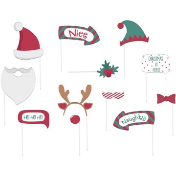 Holly jolly photo booth julrekvisiter 12x
