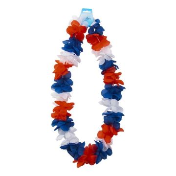 Hawaii Krans halsband Vit, Röd Och Blå - 105 cm