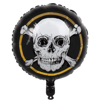 Folieballong med dödskalle svart - Ø 45 cm