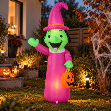 Uppblåsbar halloweenhäxa med LED 150 cm