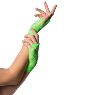 Korta fingervantar utan fingrar one-size för kvinnor neon grön