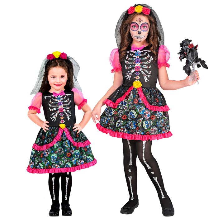 Dia de los Muertos kostym för tjejer
