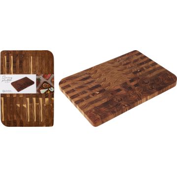 Serveringsbräde i teak med ändträsmönster 40x28 cm