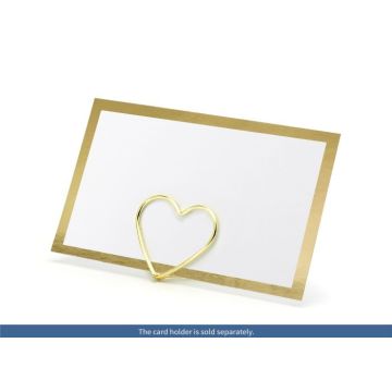 Vitt bordsplaceringskort med tjock guldkant 10x - 9,5x5,5 cm
