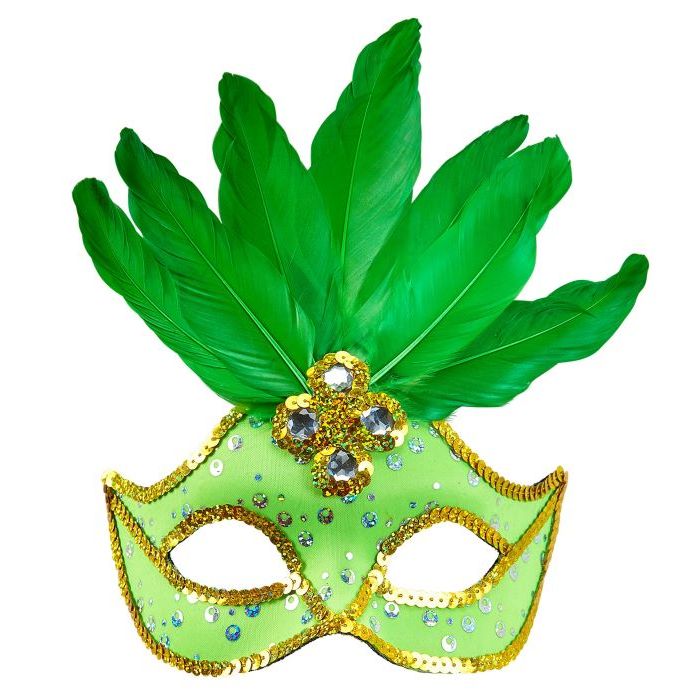 Grön Brasiliansk Mask med fjädrar