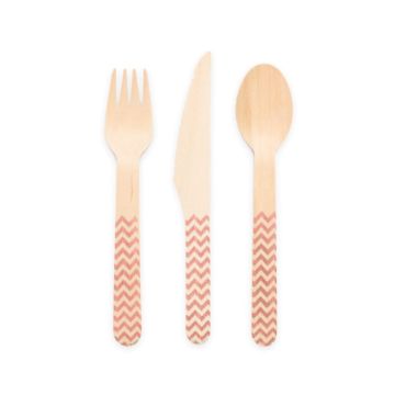 Träbestick roséguld mönstrade 18 delar - 16 cm