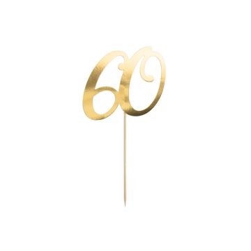 60-års tårtbakgrund guld - 20,5 cm