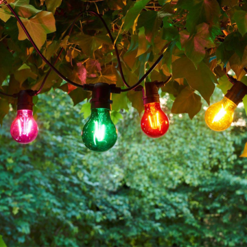 Ljusslinga 5 meter flerfärgad med 10 lampor vattentålig