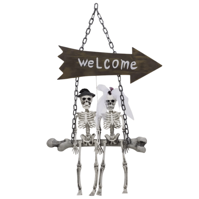 Halloween Skelett brudpar i gunga - 72 cm