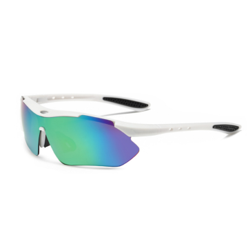 Löparglasögon vita m. blå spegelreflex - onesize