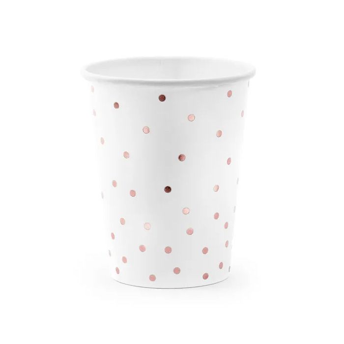 Pappersmuggar med Polka Prickar 6x - 260 ml