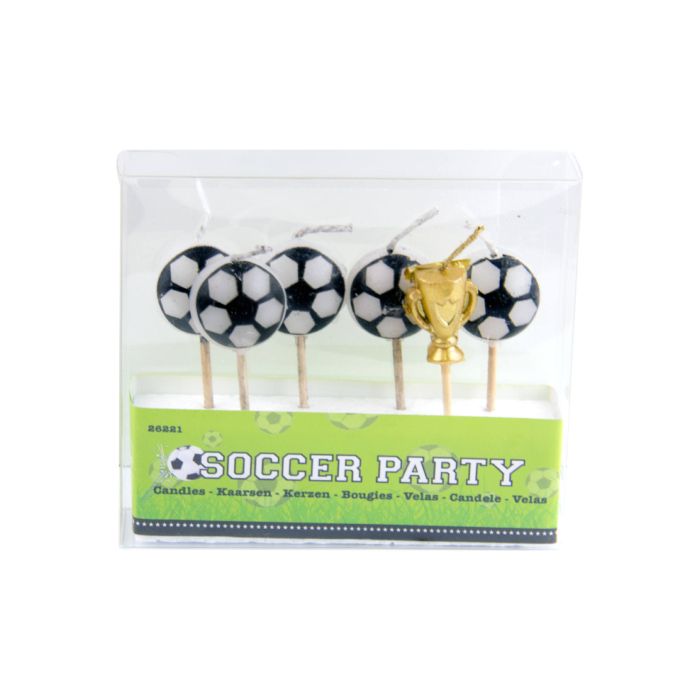 Fotboll födelsedagsljus 6x - 6x1,5 cm