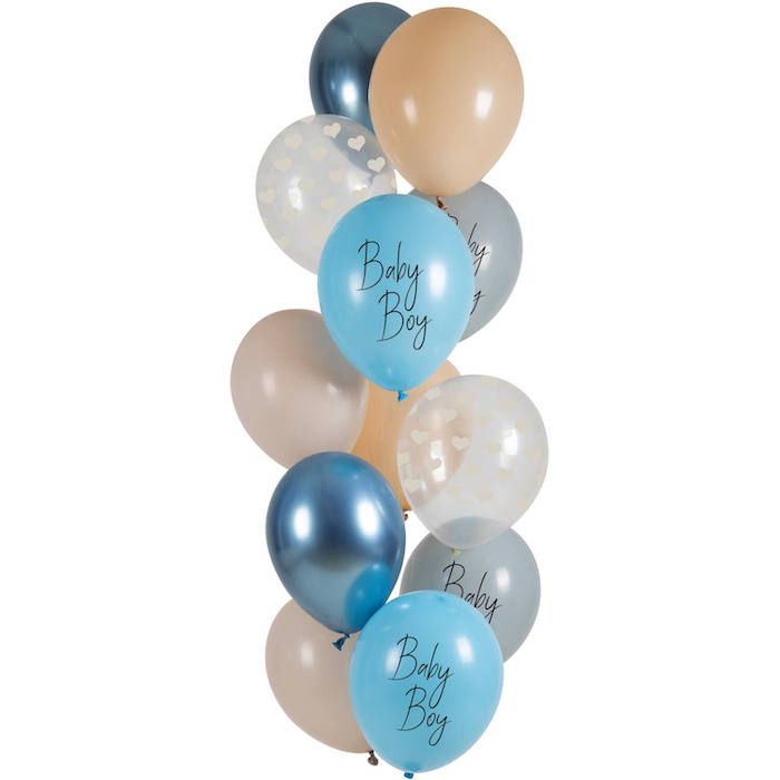 Baby Boy-ballonger blå 12x - 33 cm