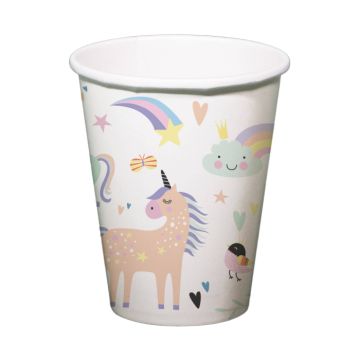 Pappmuggar med enhörningsmotiv 6x - 250 ml