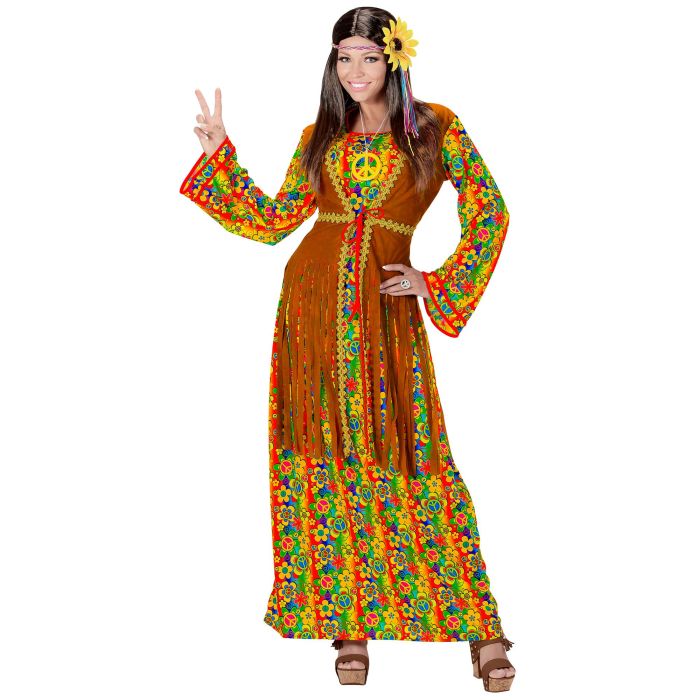 Hippiekjol med fransväst och fredstecken