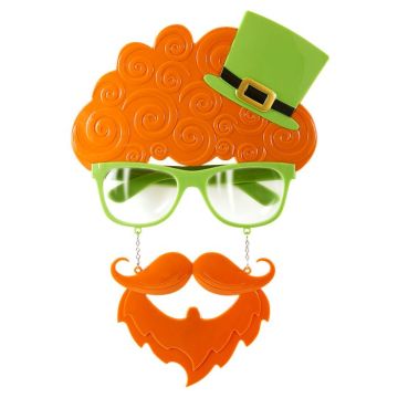 St. Patricks Day glasögon med skägg och hög hatt